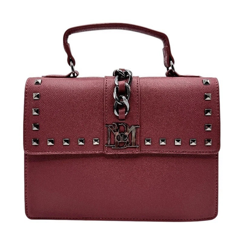 Badgley Mischka Top Handle Studs Wine Purse Bag Crossbody