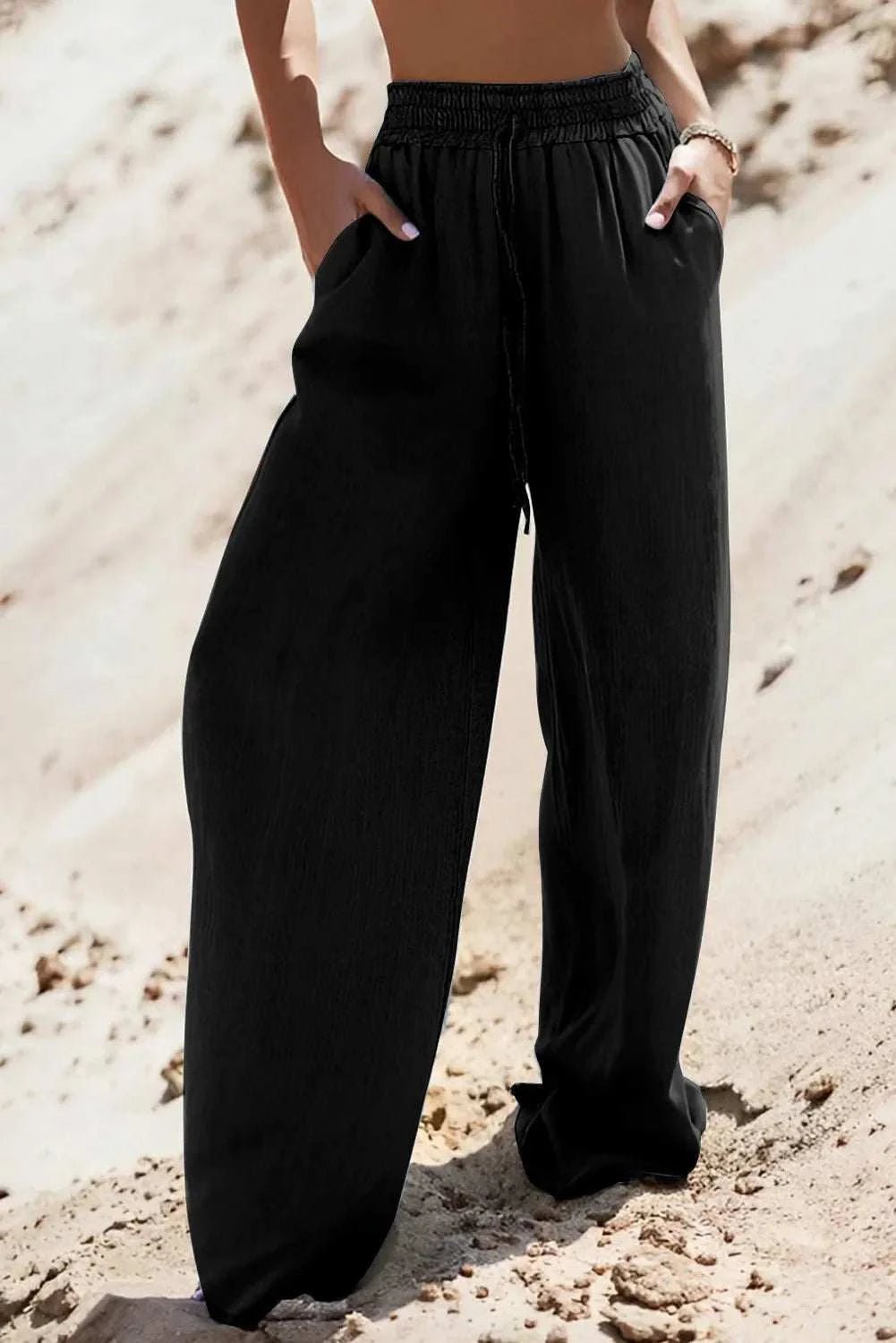 Drawstring Wide Leg Jeans - Primrose Signature Boutique