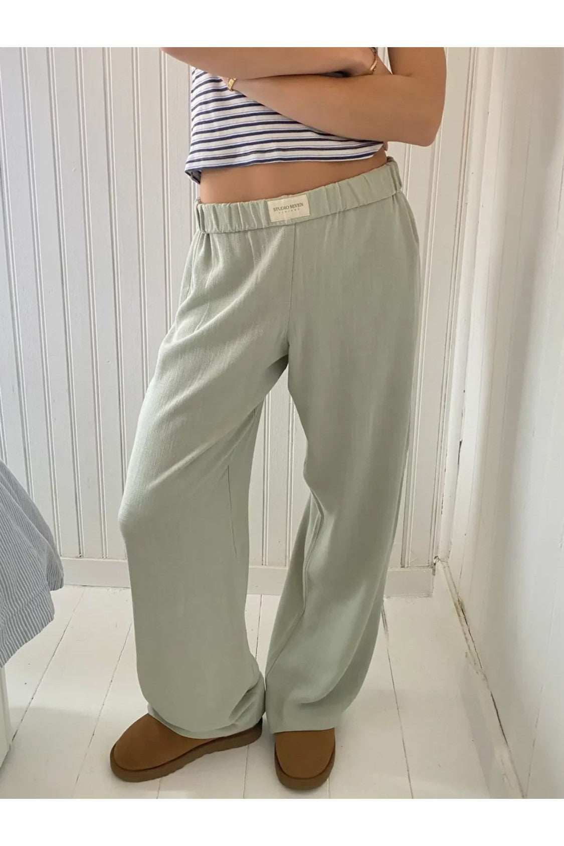 Elastic Waist Wide Leg Pants - Primrose Signature Boutique
