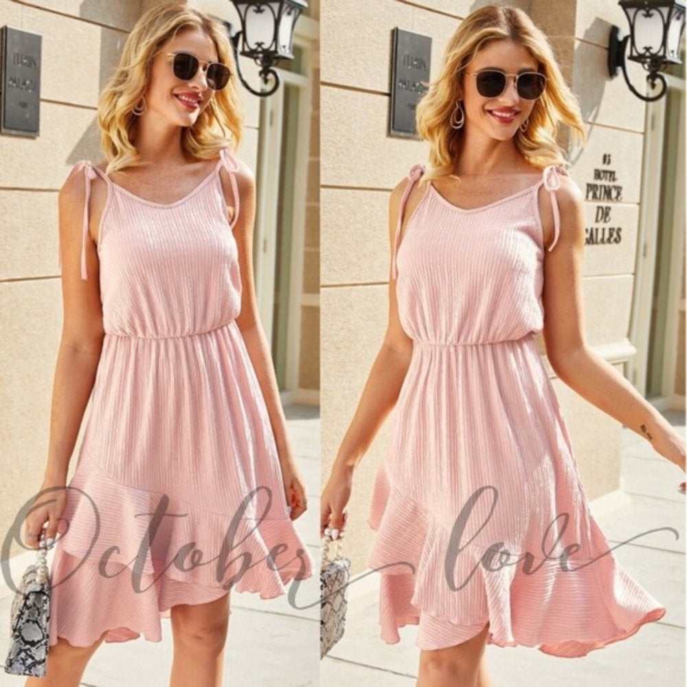 Pink Ruffle Midi Dress - Primrose Signature Boutique