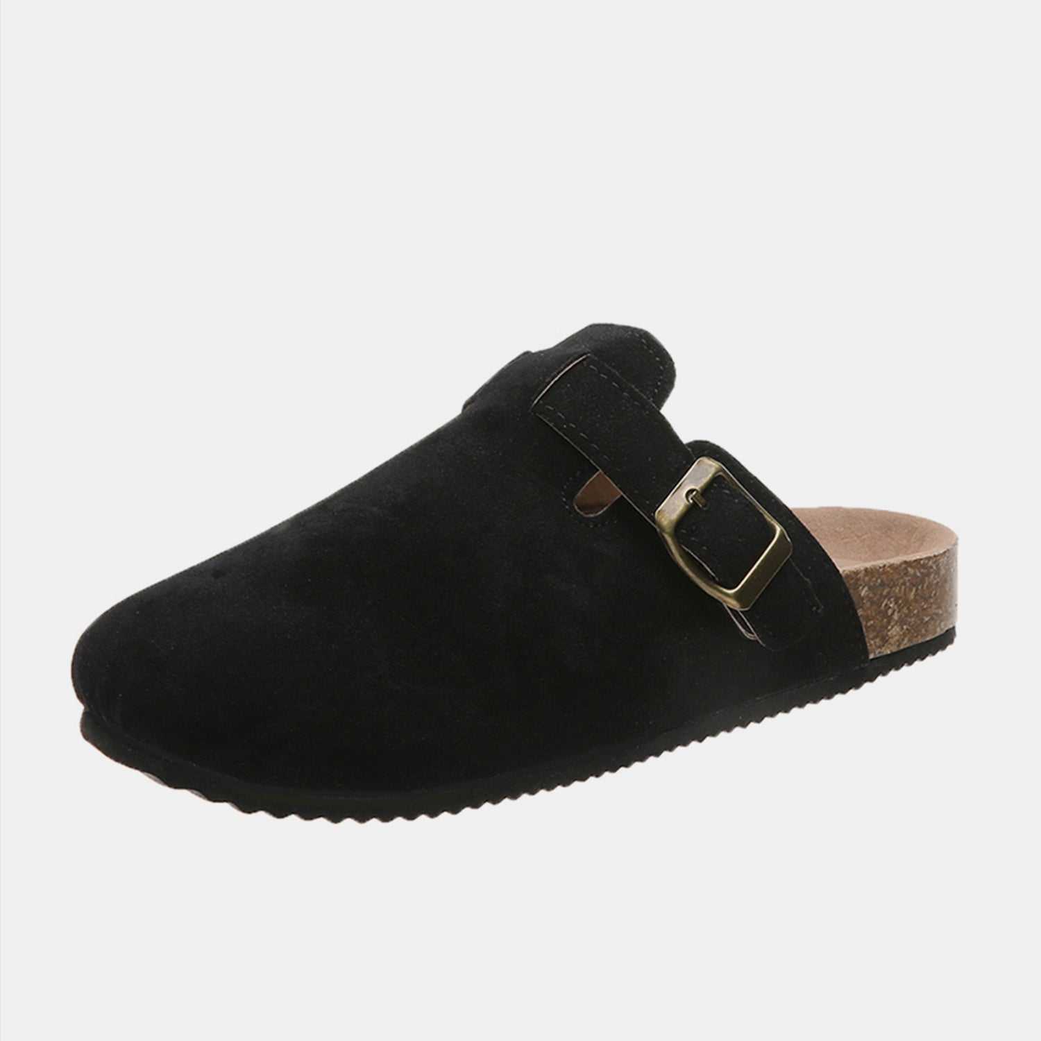 Suede Closed Toe Buckle Slide - Primrose Signature Boutique
