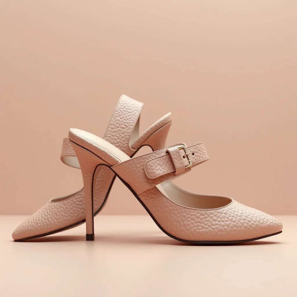 Close-up of precise stitching on premium women's footwear showcasing detailed seam craftsmanship