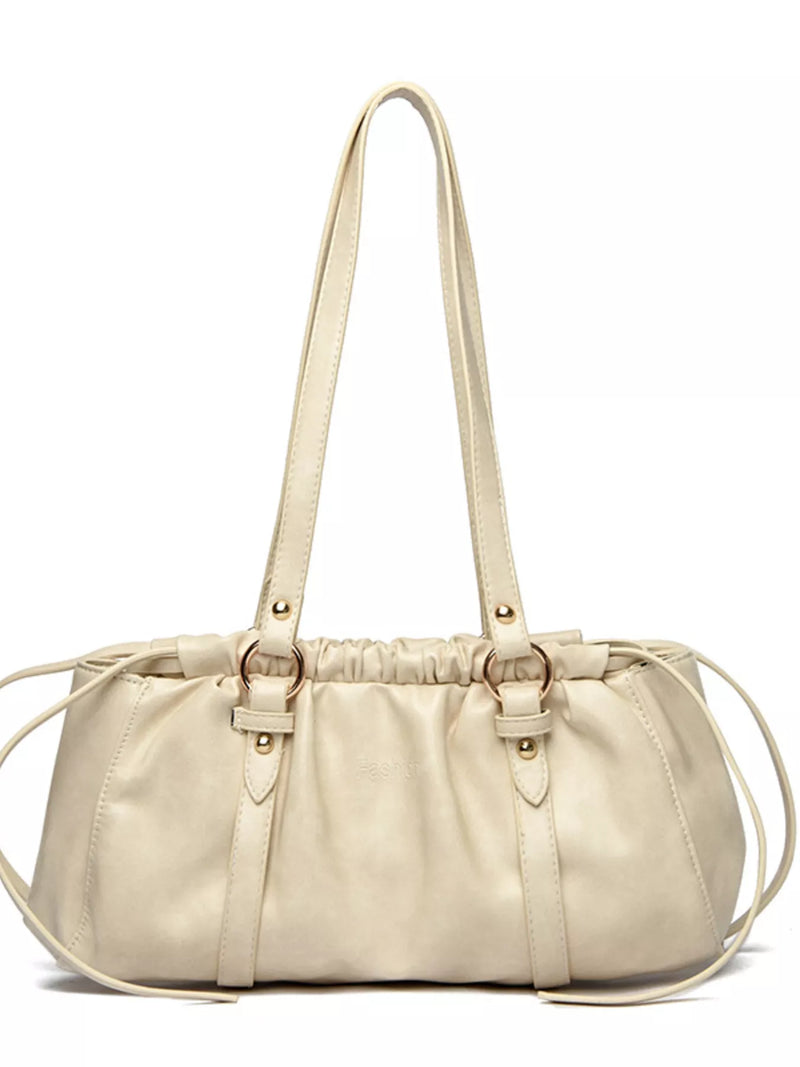 Ruched Leather Shoulder Bag-zoom-