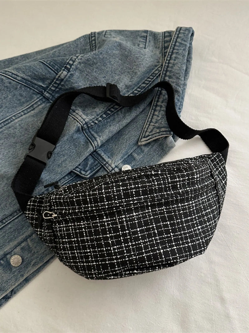 Plaid Pattern Crossbody Bag-zoom-