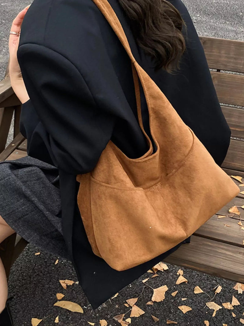 Minimalist Suede Shoulder Bag-zoom-