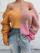 Switch Color Block Decorative Button Long Sleeve Sweater 3 image