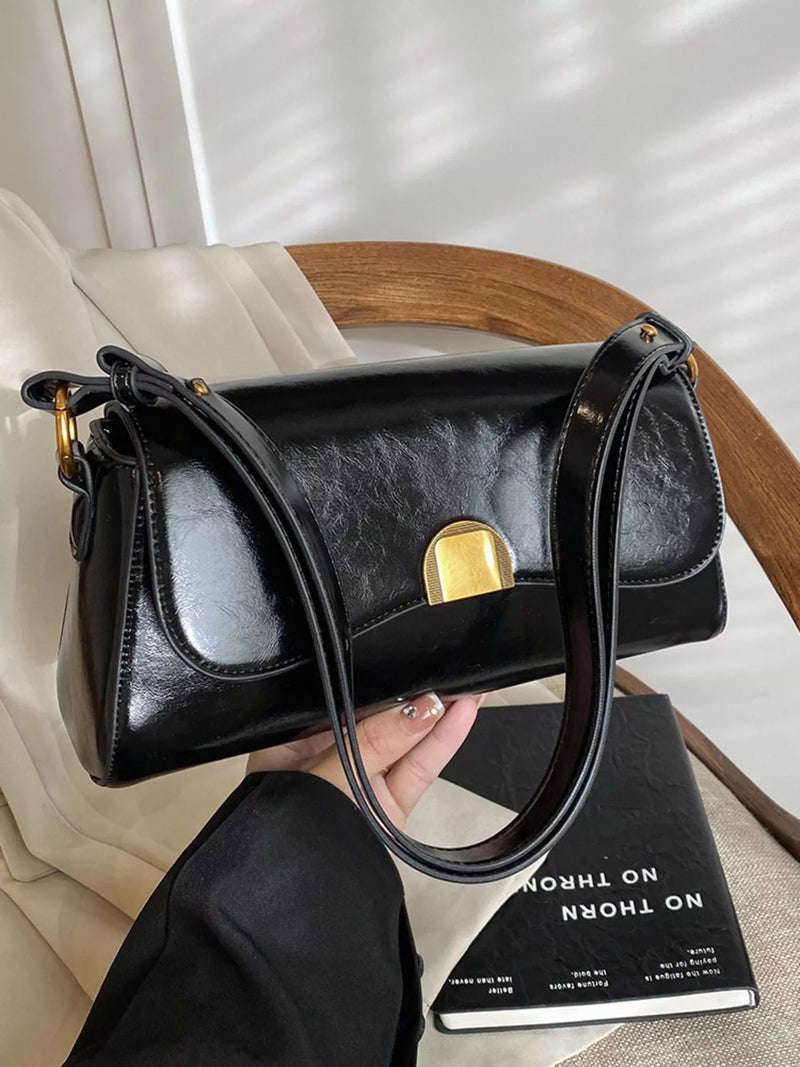 Golden Clasp Shoulder Bag-zoom-