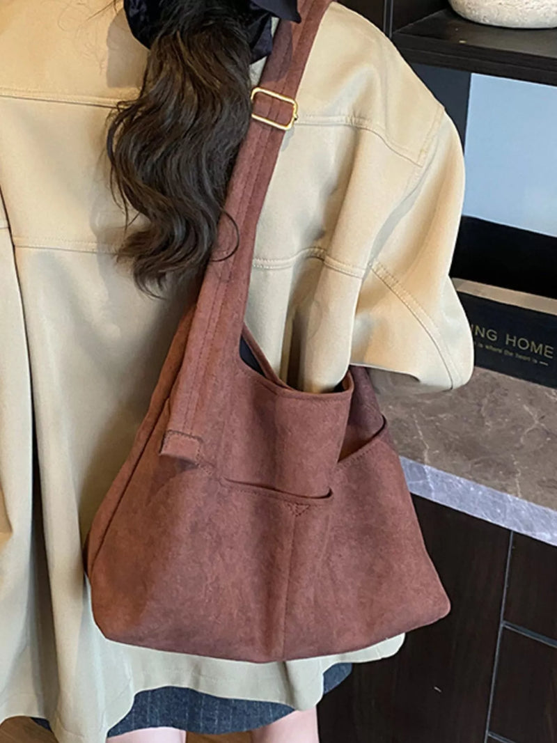Minimalist Suede Shoulder Bag-zoom-