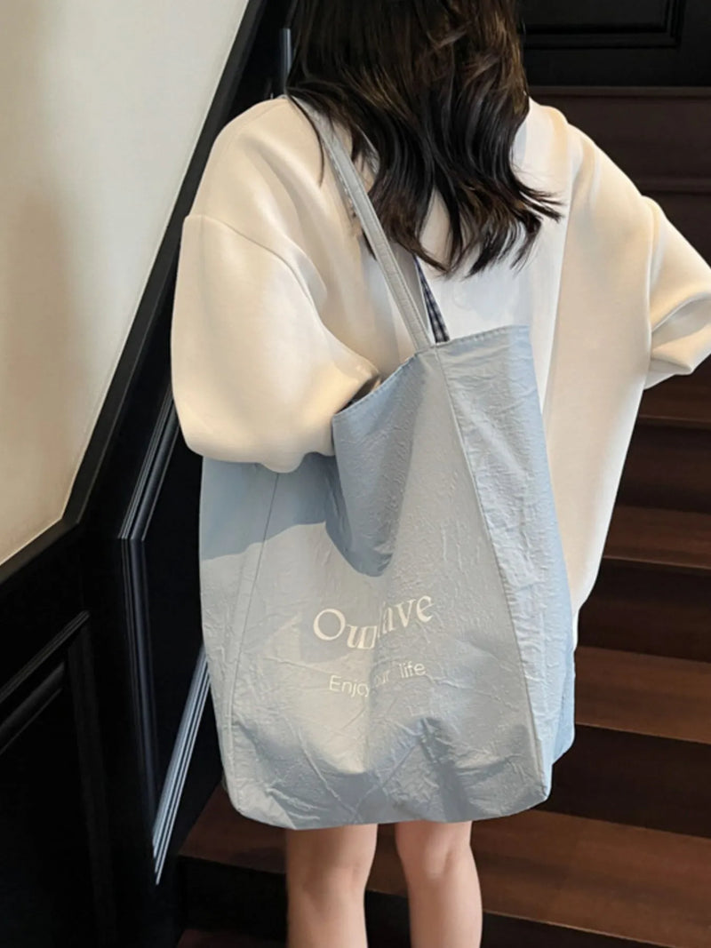 Plaid Pattern Tote Bag-zoom-