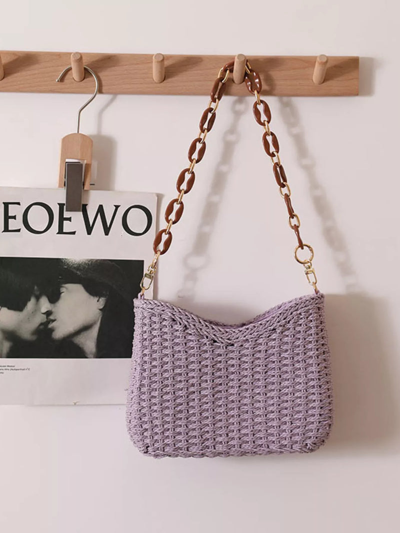 Woven Straw Shoulder Bag-zoom-