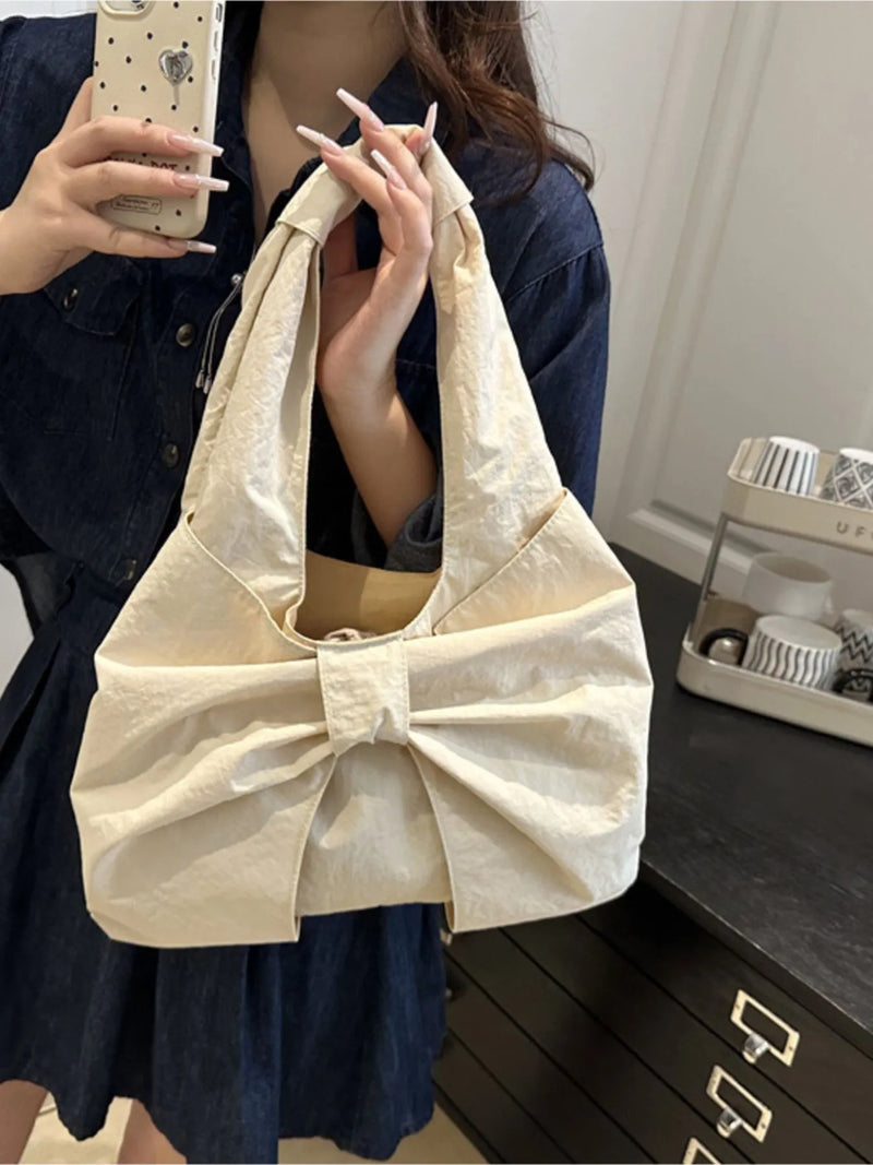 Ruched Bow Shoulder Bag-zoom-