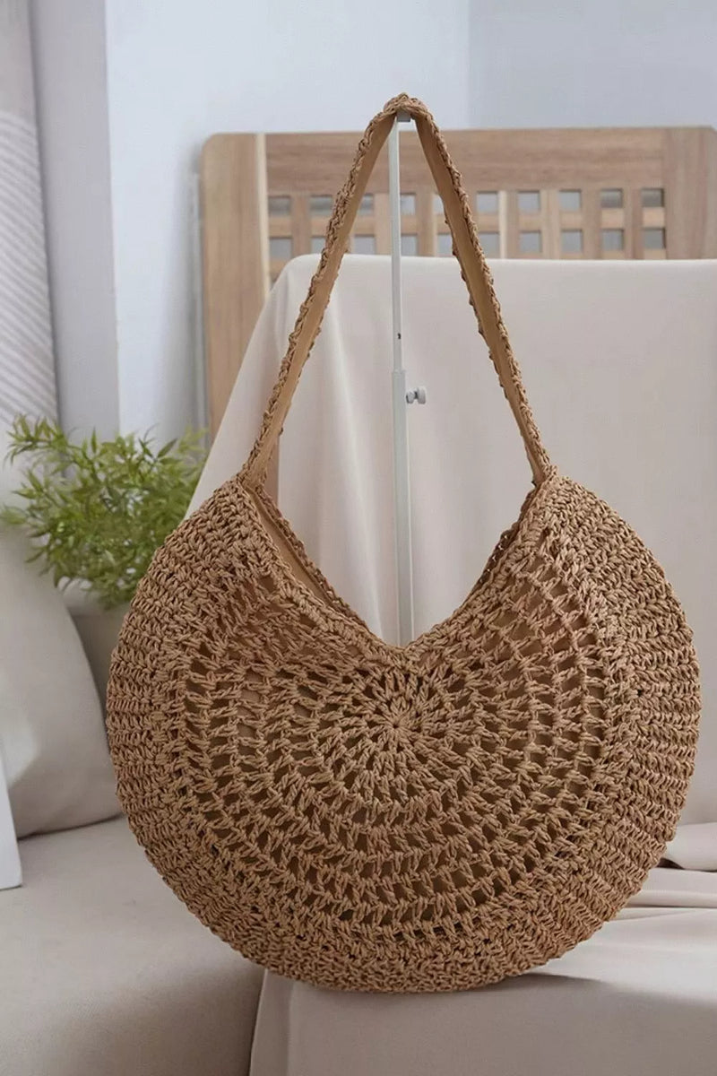 Round Woven Shoulder Bag-zoom-