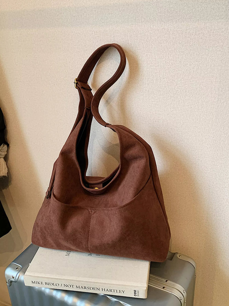 Minimalist Suede Shoulder Bag-zoom-