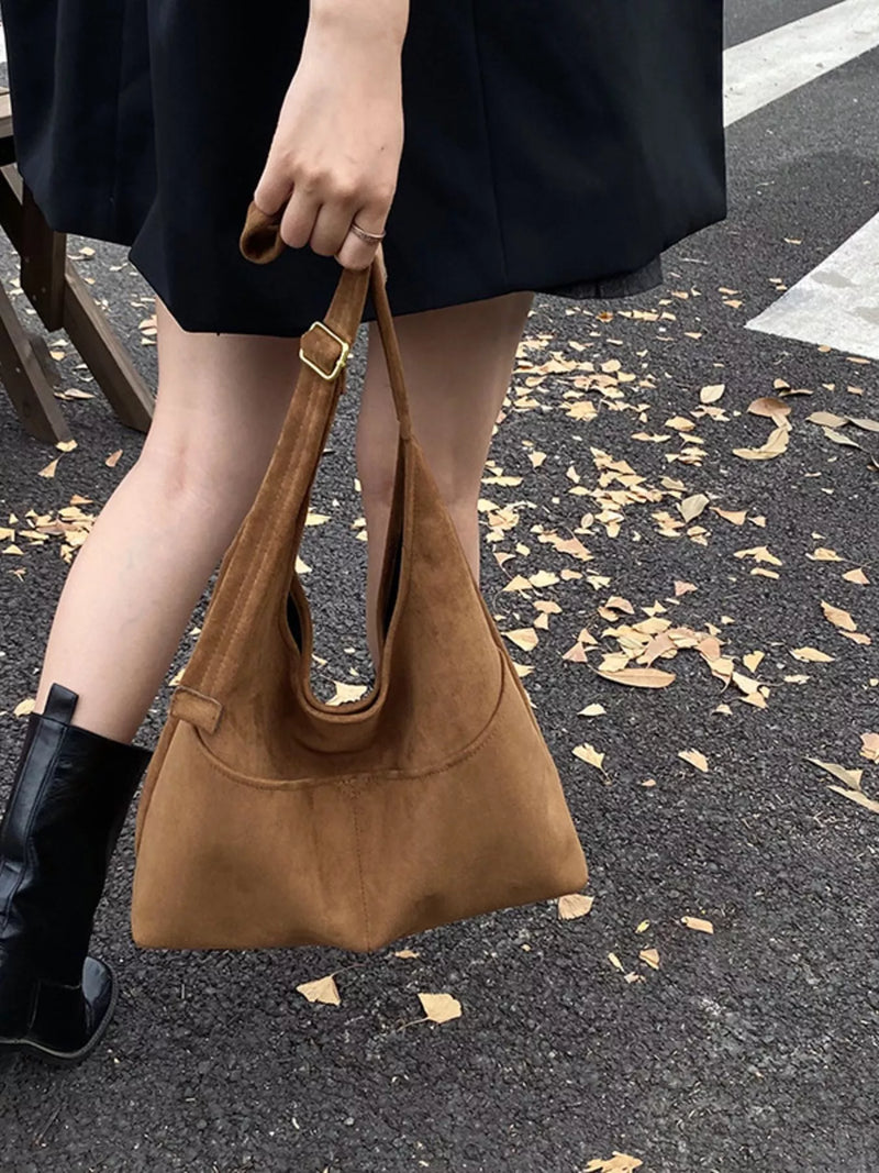 Minimalist Suede Shoulder Bag-zoom-