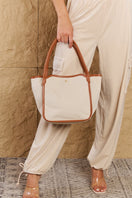 Switch Fame Beach Chic Faux Leather Trim Tote Bag in Ochre 2 image