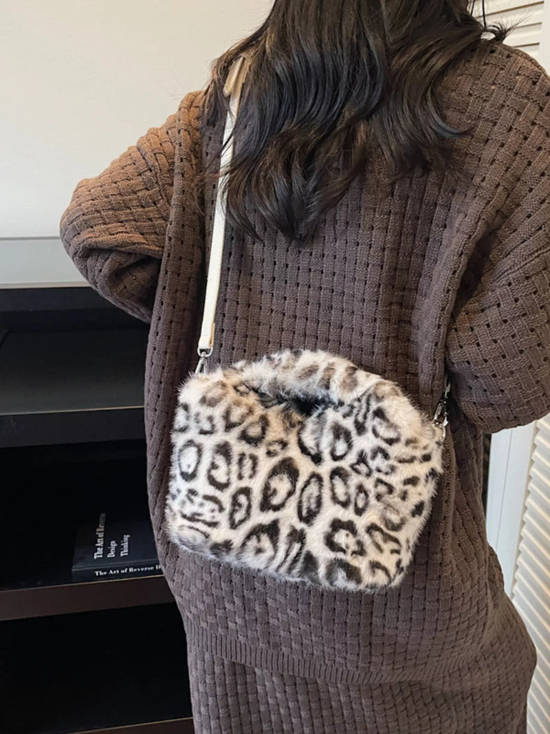 Leopard Plush Crossbody Bag-zoom-