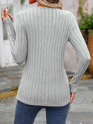 Switch Decorative Button Round Neck Long Sleeve T-Shirt 2 image