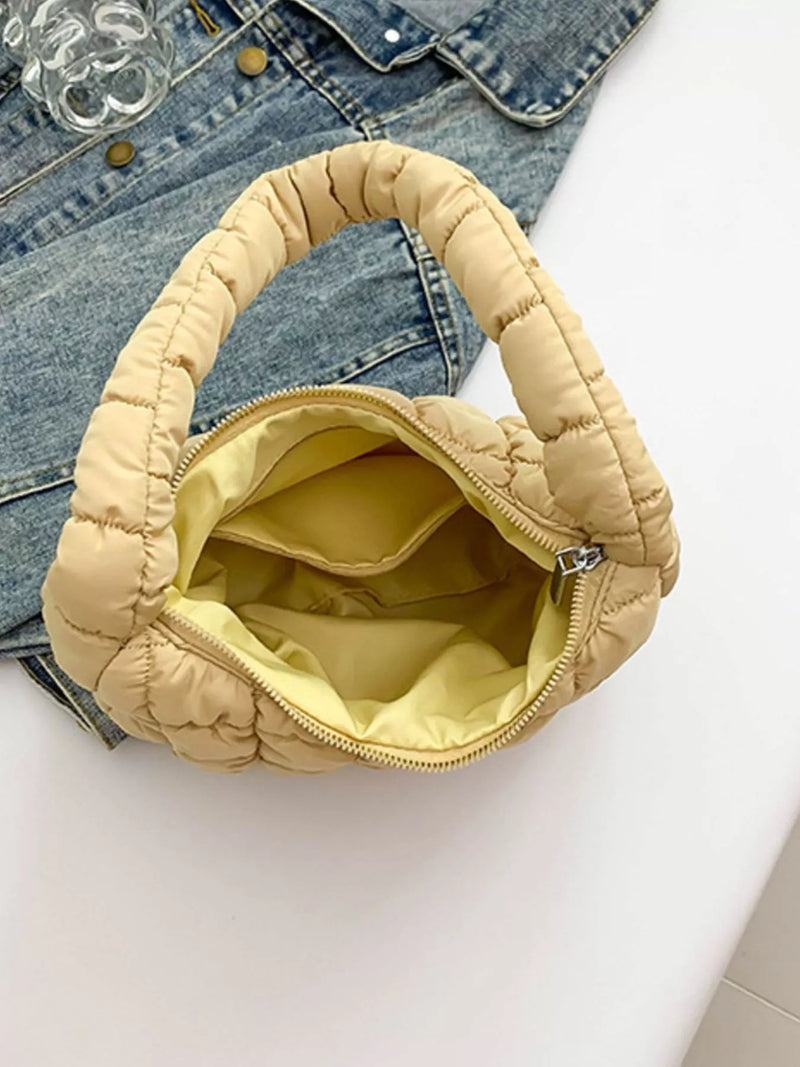 Quilted Ruched Shoulder Bag-zoom-