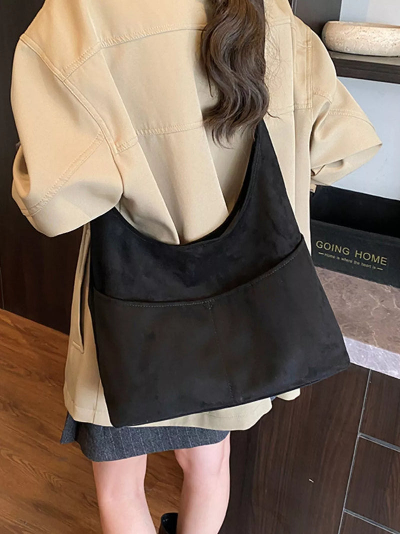 Minimalist Suede Shoulder Bag-zoom-