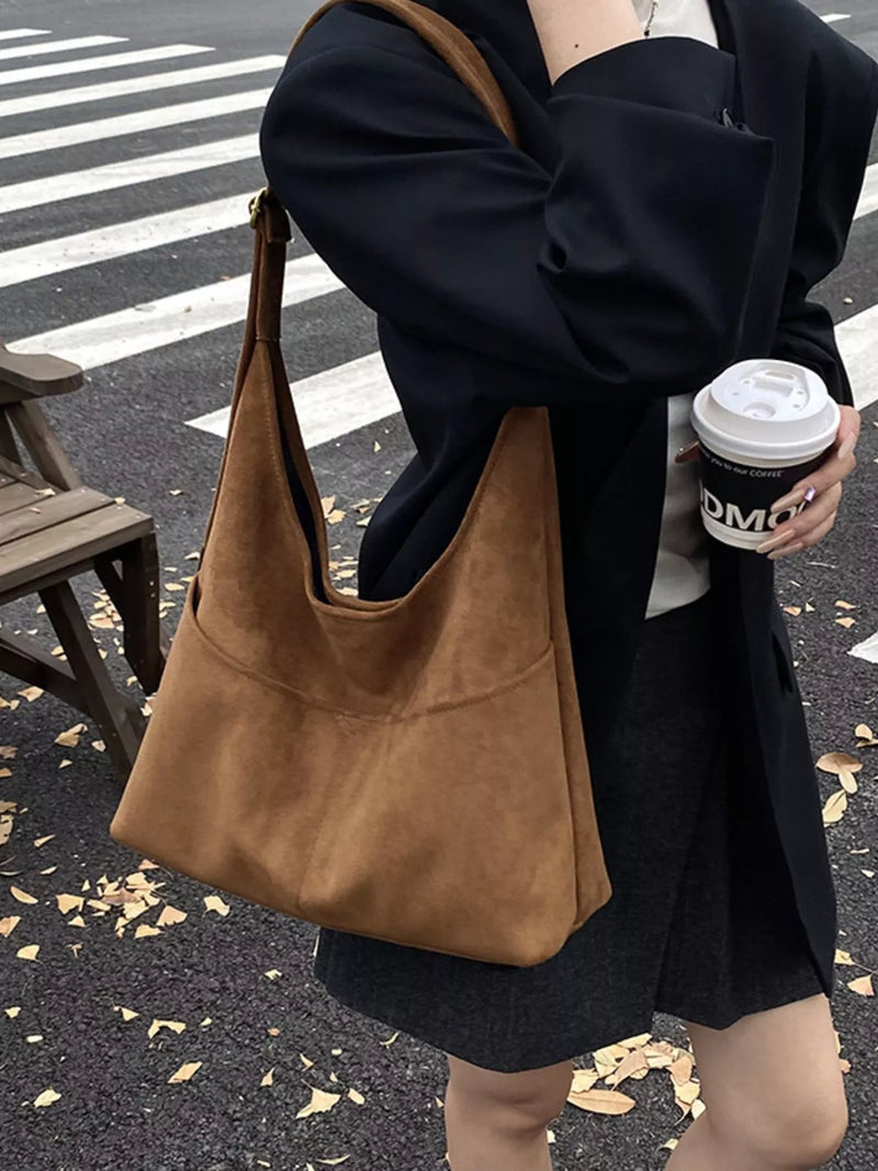 Minimalist Suede Shoulder Bag-zoom-