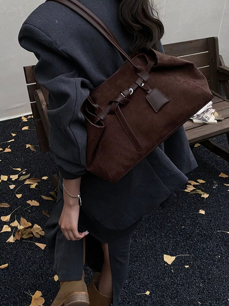 Lightweight Suede Shoulder Bag-zoom-