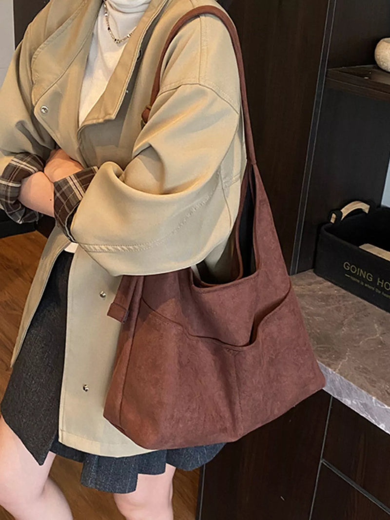 Minimalist Suede Shoulder Bag-zoom-