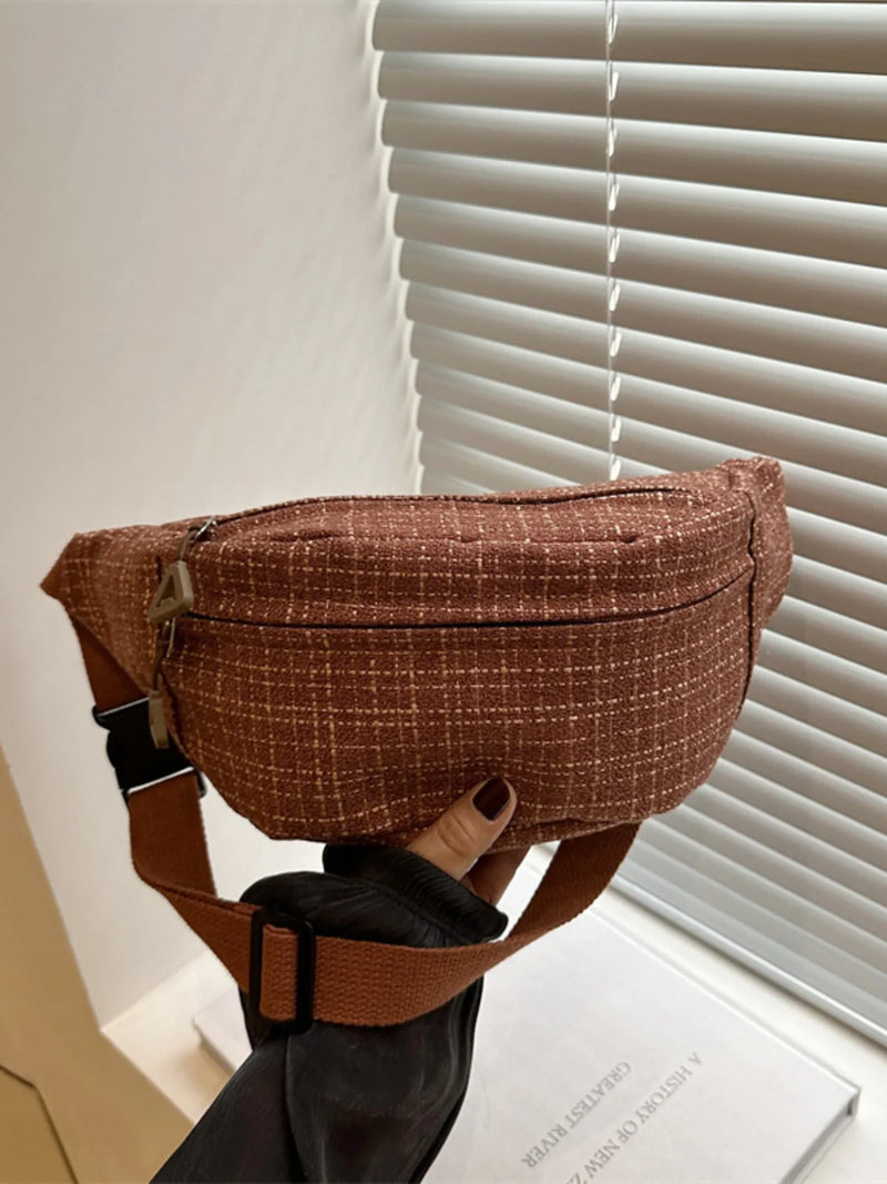 Plaid Pattern Crossbody Bag-zoom-