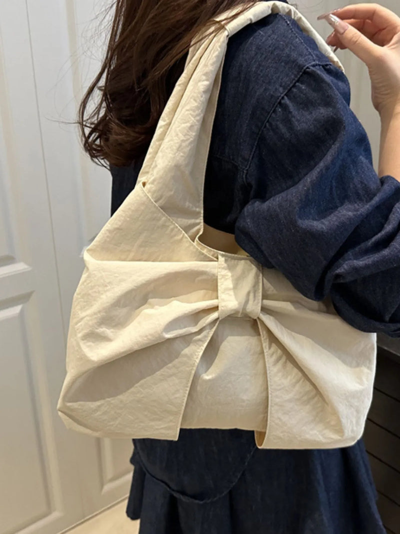 Ruched Bow Shoulder Bag-zoom-