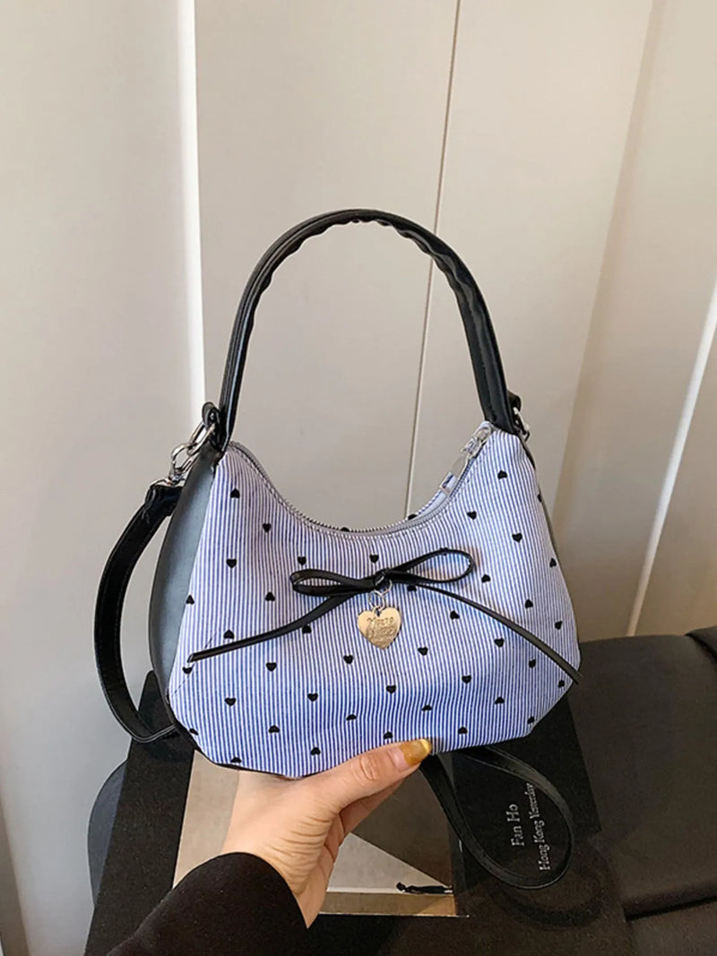 Printed Bow Shoulder Bag-zoom-