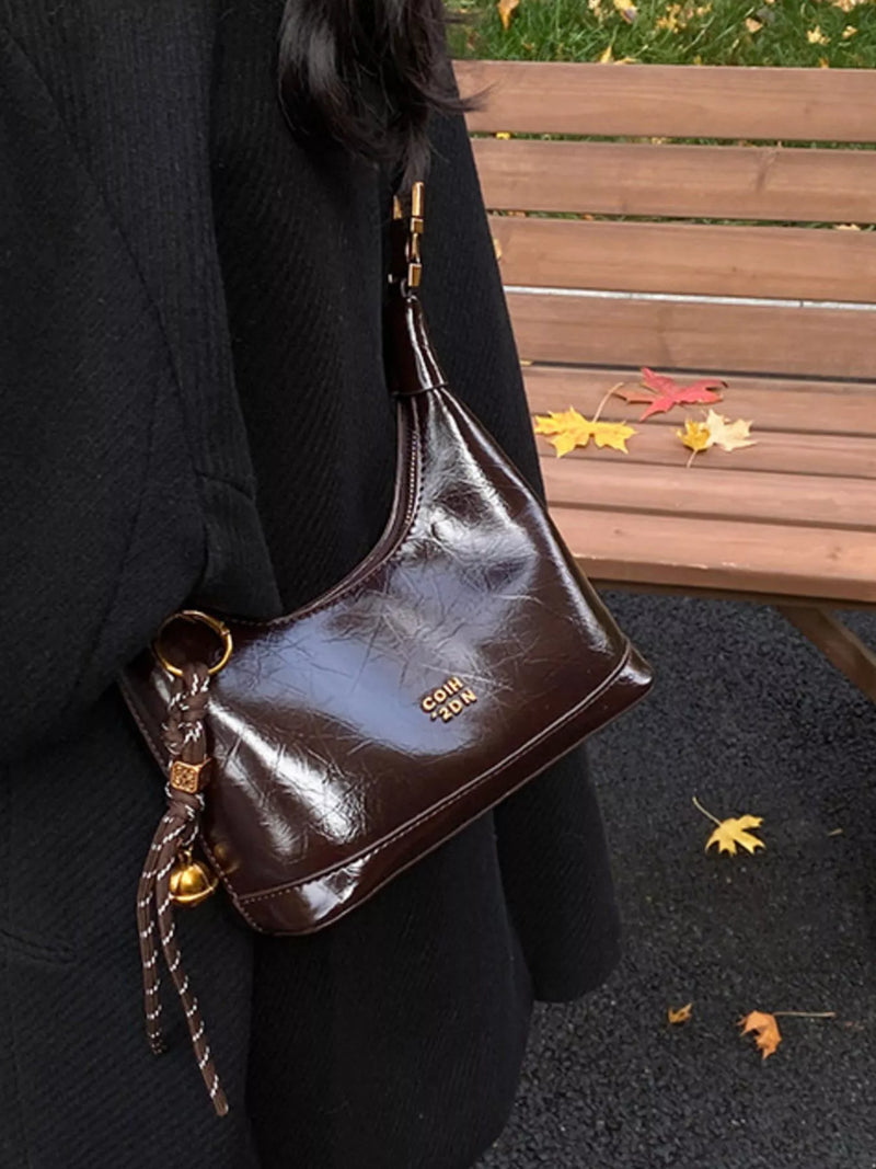 Leather Crossbody Bag with Charm-zoom-
