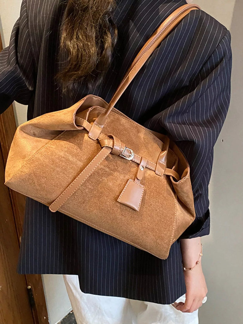 Lightweight Suede Shoulder Bag-zoom-