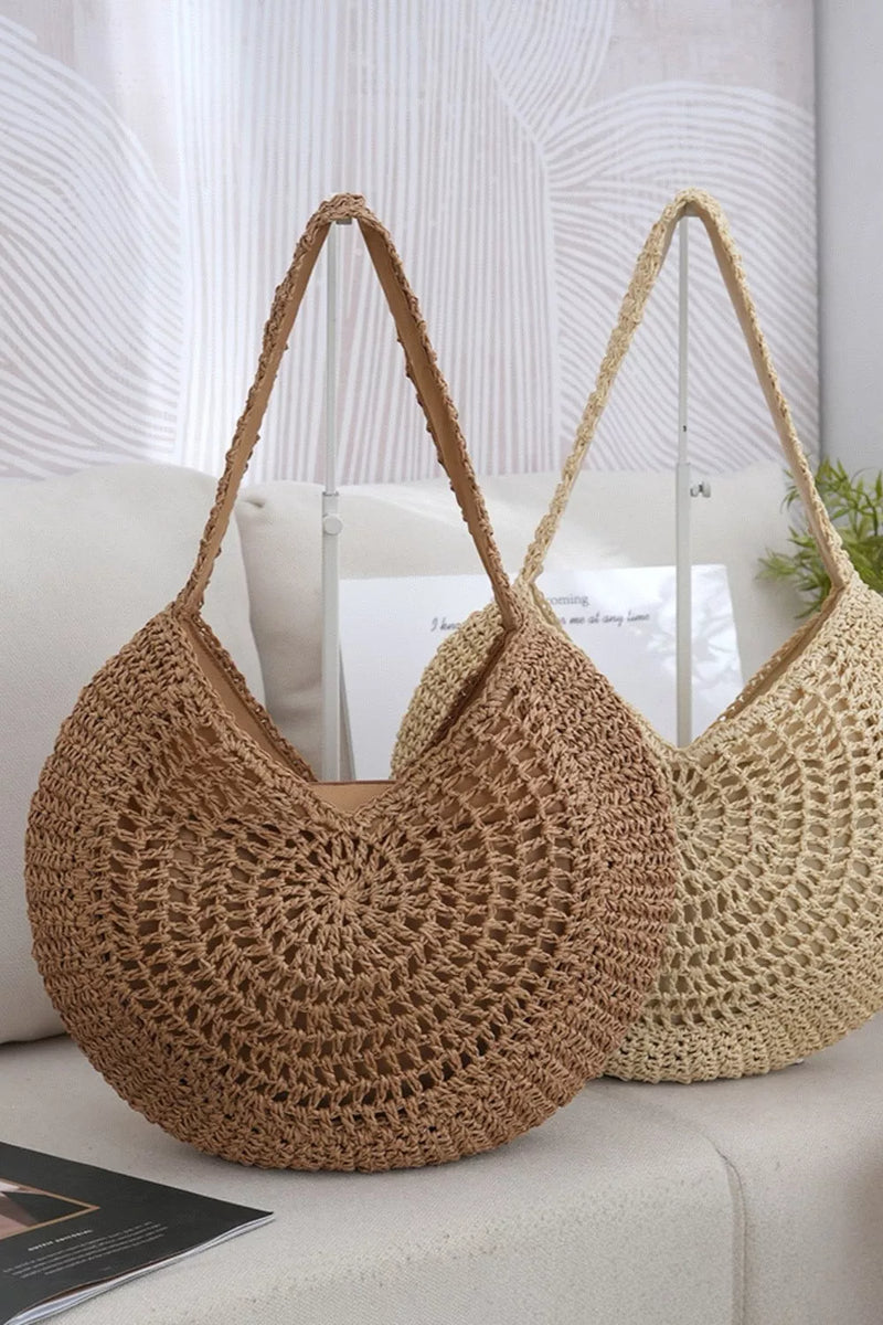 Round Woven Shoulder Bag-zoom-
