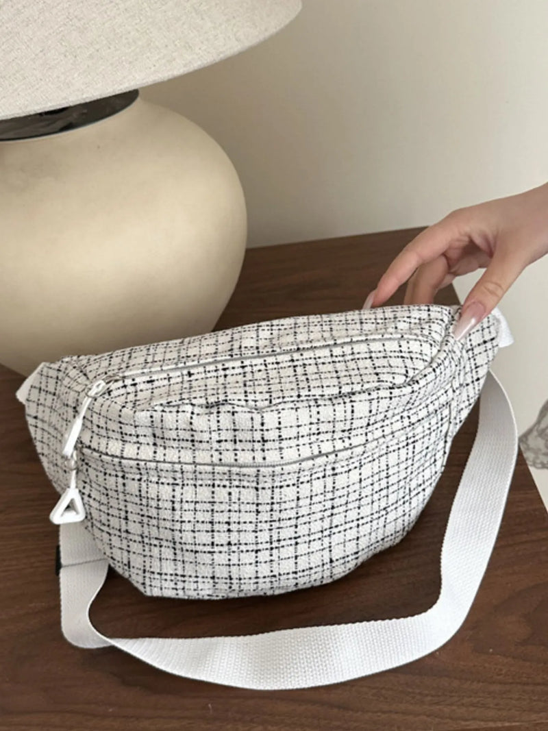 Plaid Pattern Crossbody Bag-zoom-