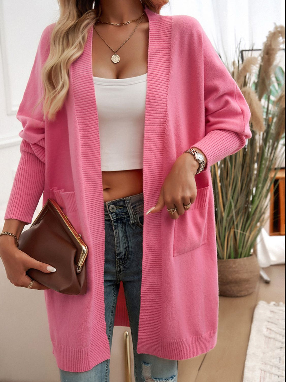 Open Front Long Sleeve Cardigan