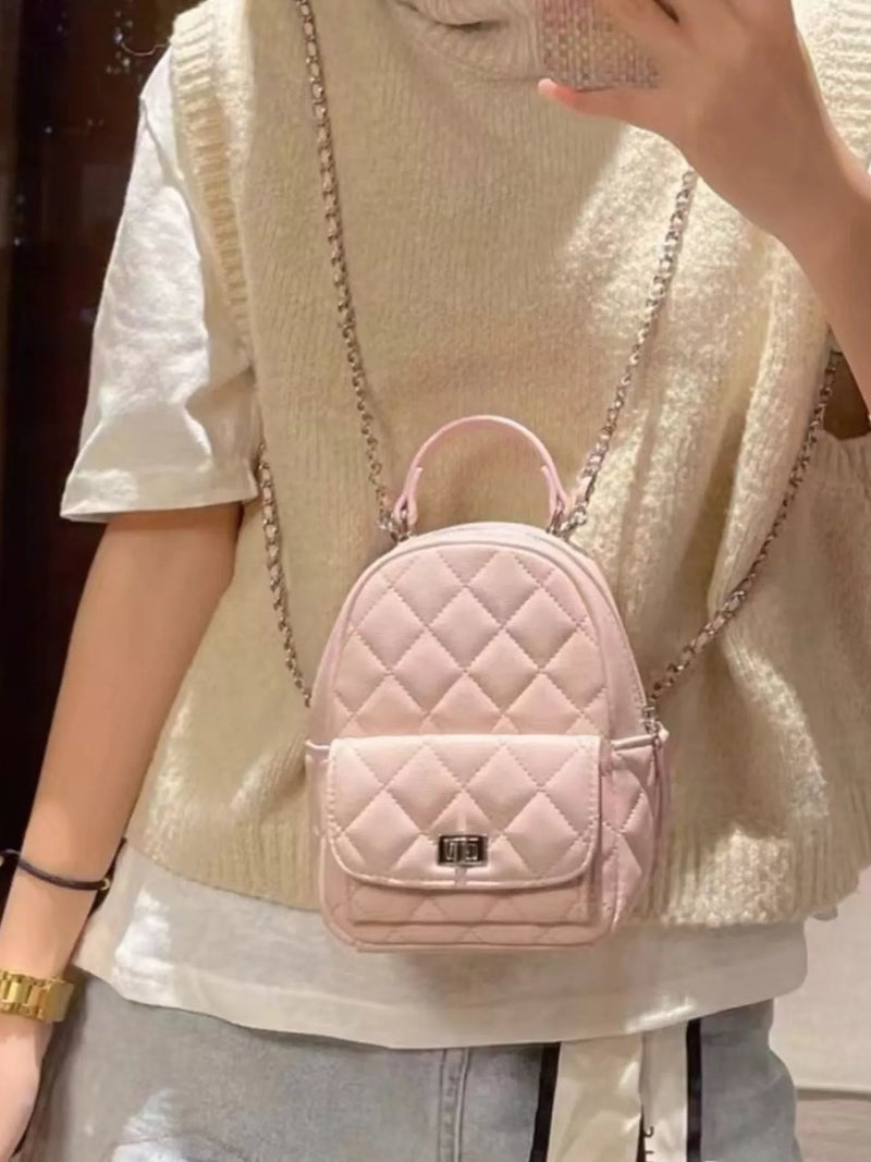 Quilted Mini Backpack Bag-zoom-