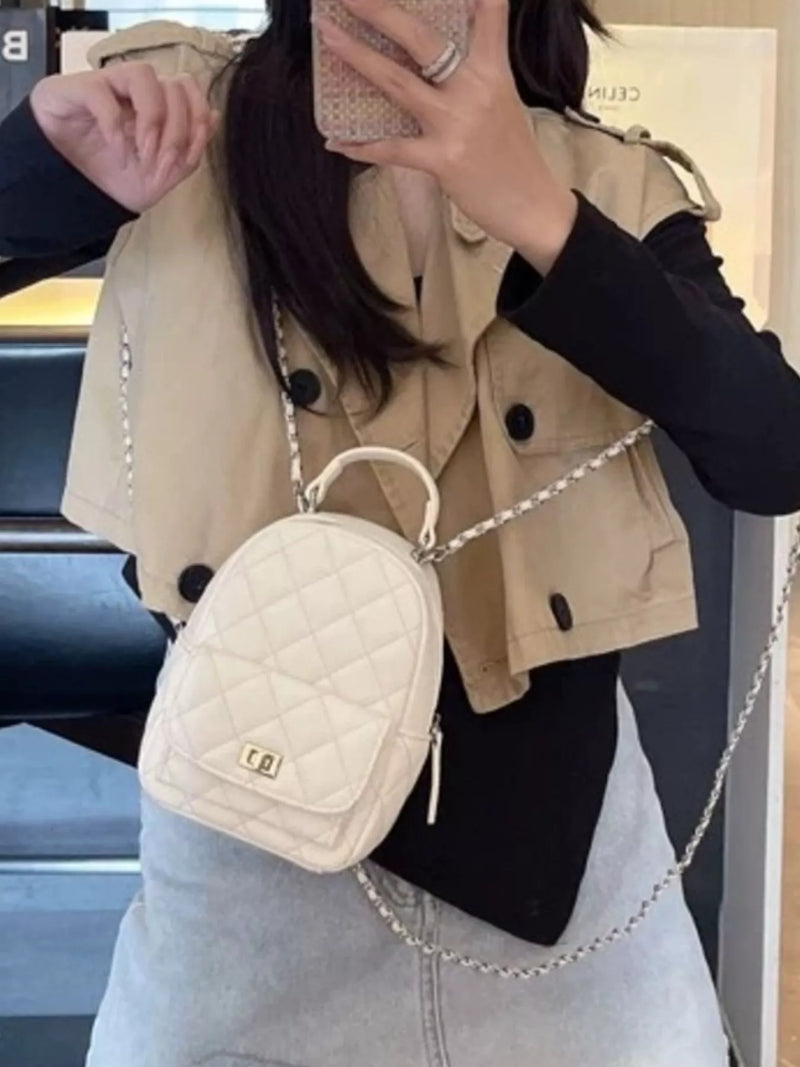 Quilted Mini Backpack Bag-zoom-