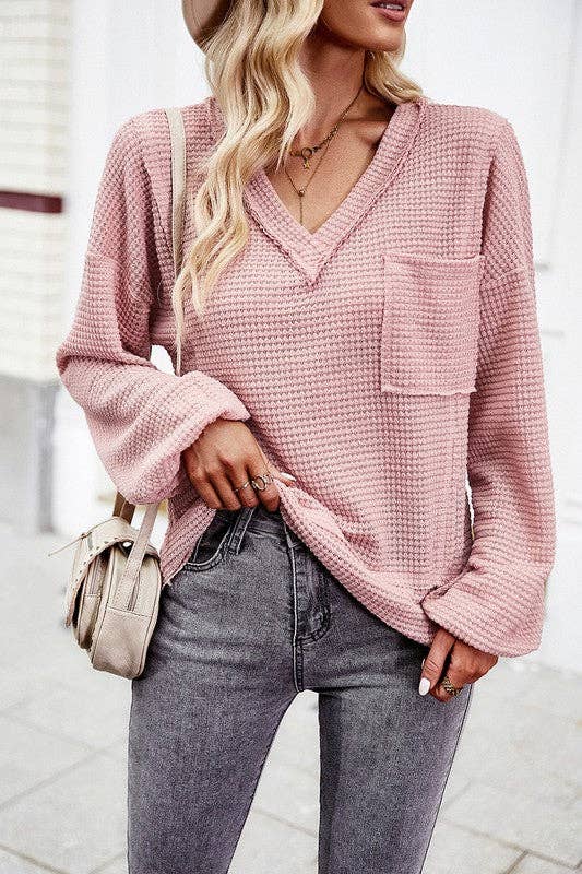 Popcorn Texture V-Neck Top II