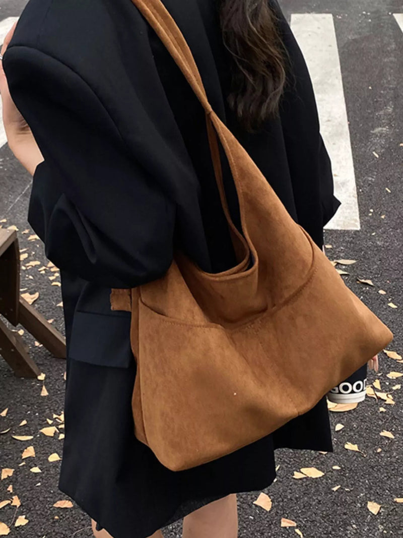 Minimalist Suede Shoulder Bag-zoom-