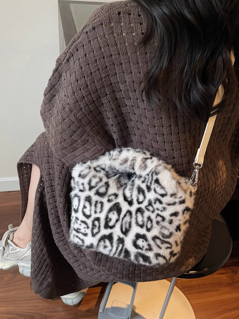 Leopard Plush Crossbody Bag-zoom-