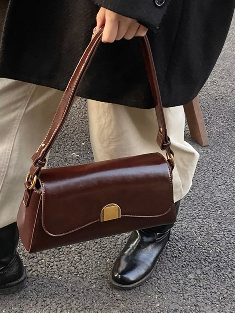 Golden Clasp Shoulder Bag-zoom-