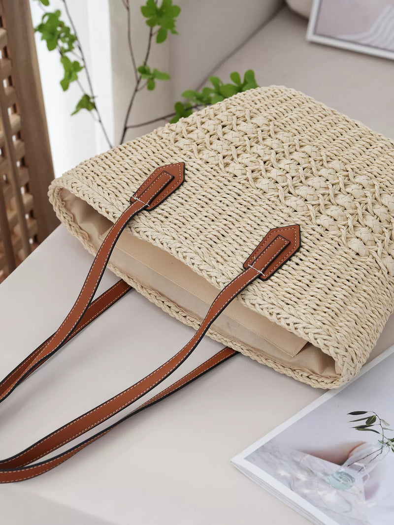 Woven Straw Tote Bag-zoom-