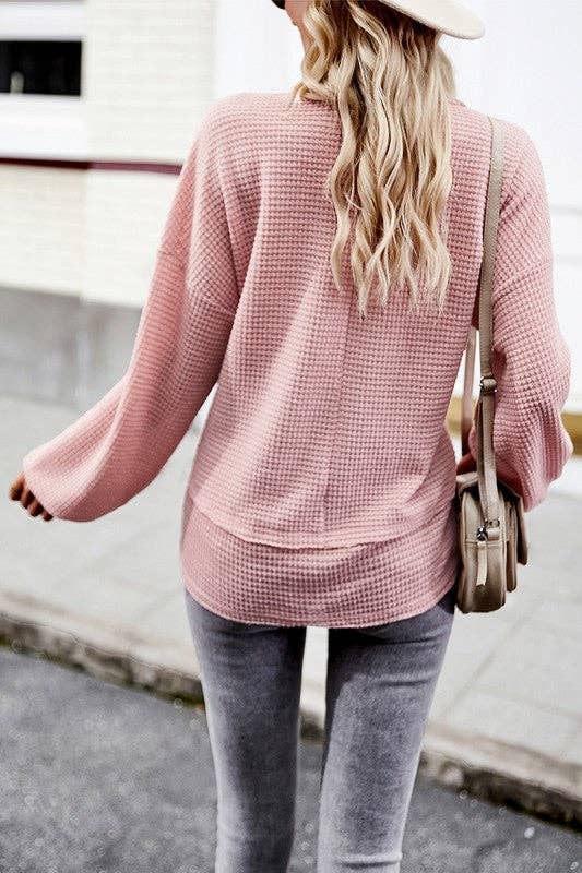 Popcorn Texture V-Neck Top II