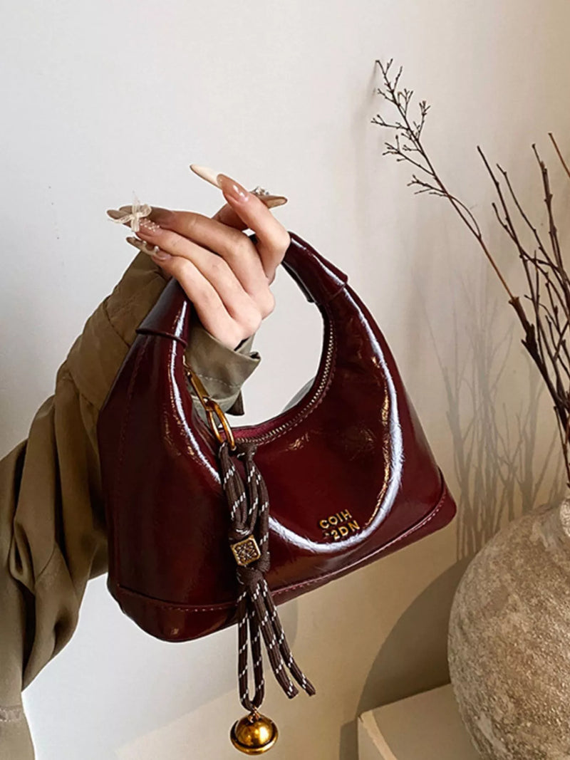 Leather Crossbody Bag with Charm-zoom-