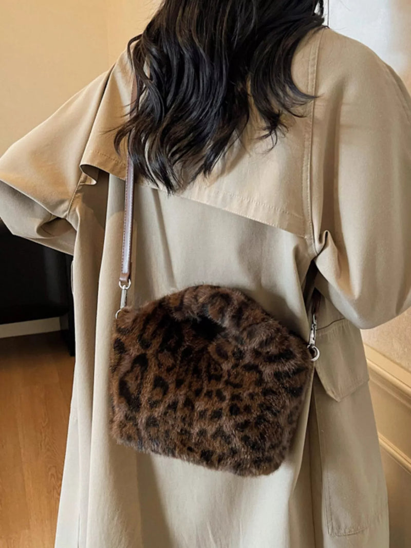 Leopard Plush Crossbody Bag-zoom-