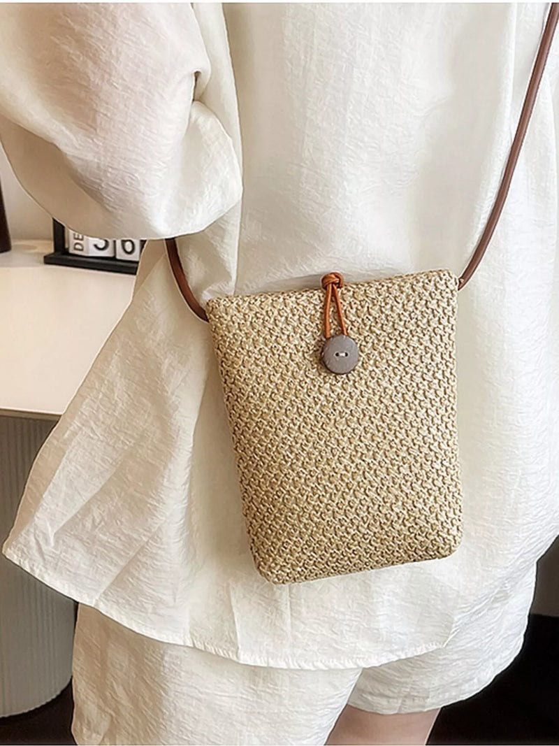 Straw Woven Crossbody Bag-zoom-