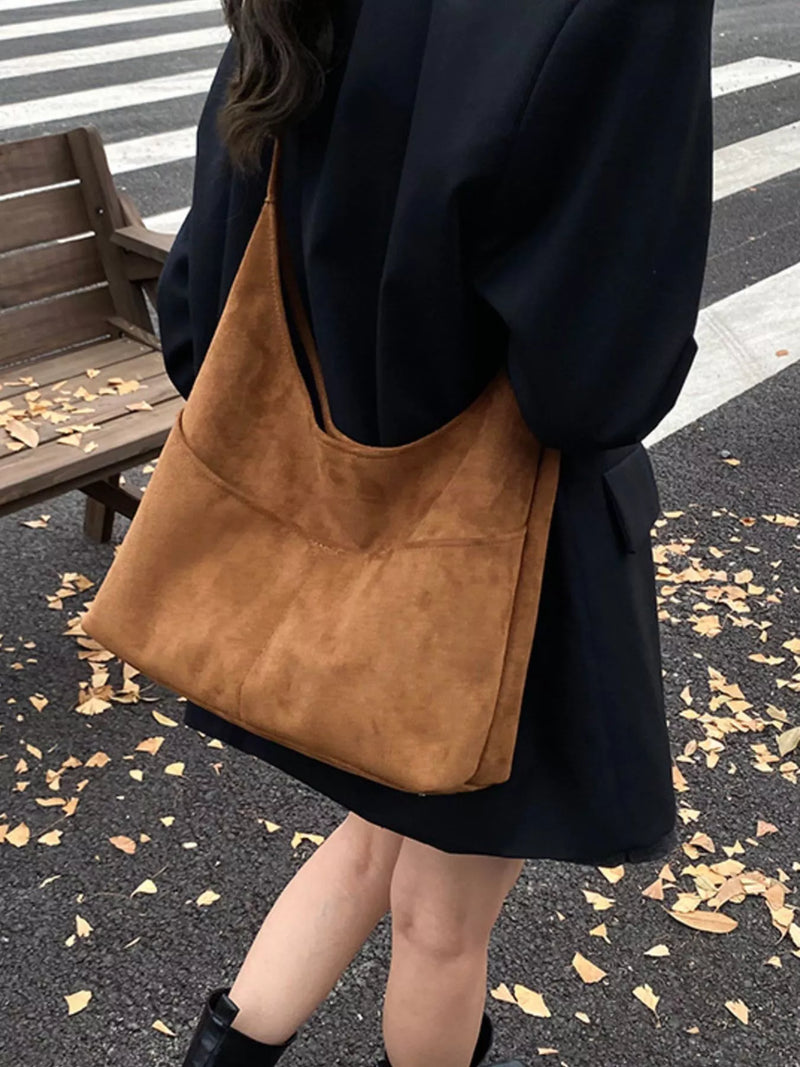 Minimalist Suede Shoulder Bag-zoom-