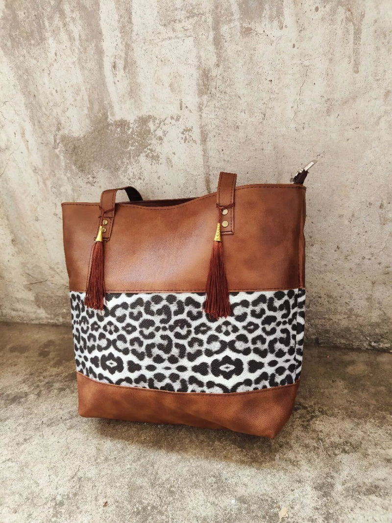 Tassel Leopard Tote Bag-zoom-
