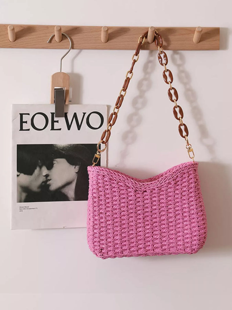 Woven Straw Shoulder Bag-zoom-