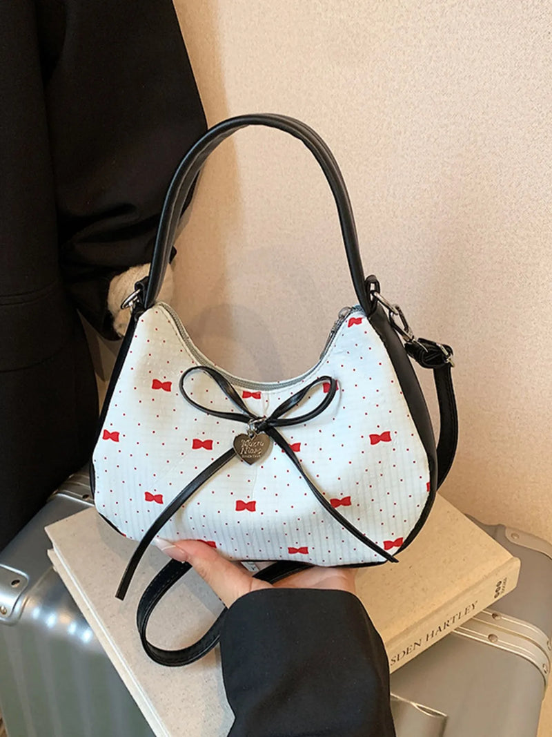 Printed Bow Shoulder Bag-zoom-