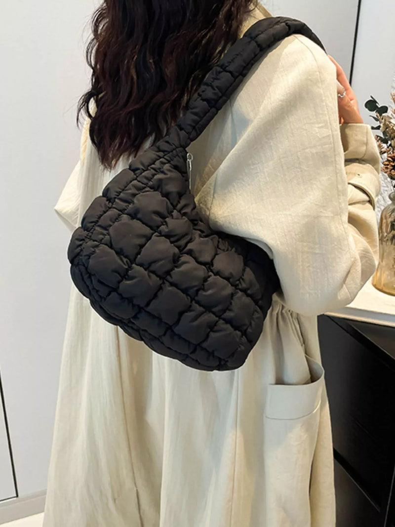 Quilted Ruched Shoulder Bag-zoom-